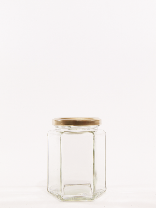 280ml (12oz) Hexagonal Clare Glass Jars With Lids
