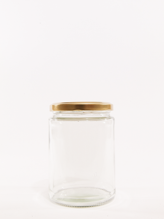 500ml (17oz) Clear Glass Panelled Round Jars With Lids