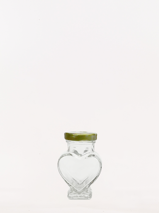 Heart shaped glass jar with gold lids