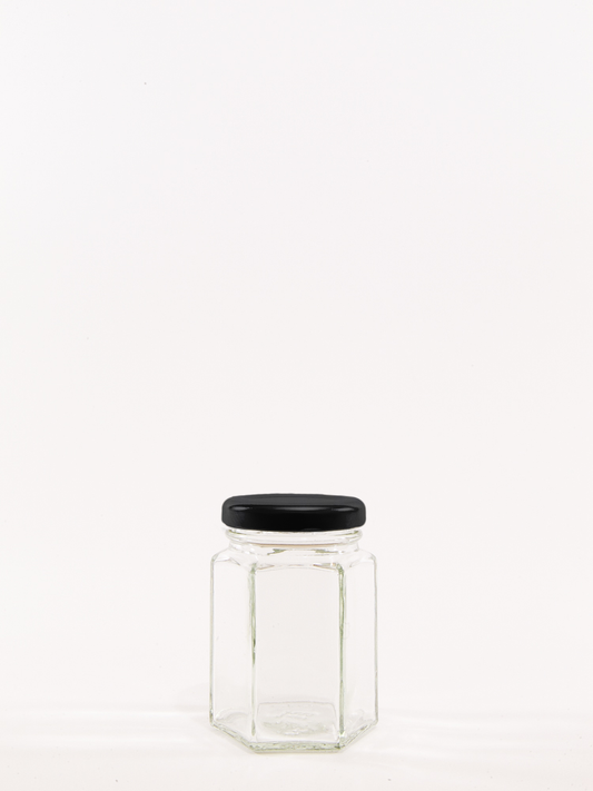 1.5 oz Clear Hexagon Jars,Small Glass Jars With Lids(black),Mason